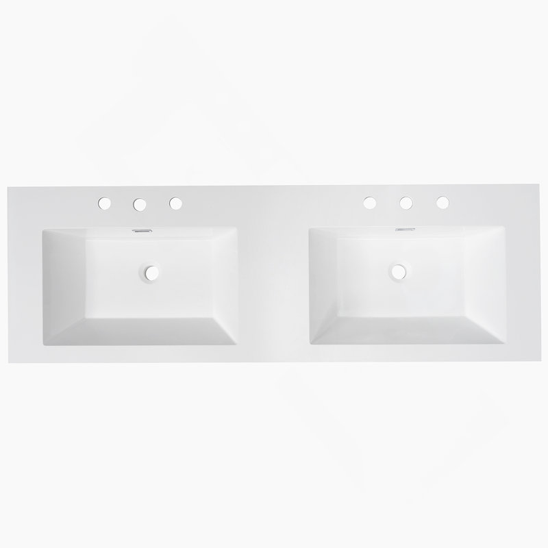 Resin Basin With  Faucet Holes For Bathroom Vanity