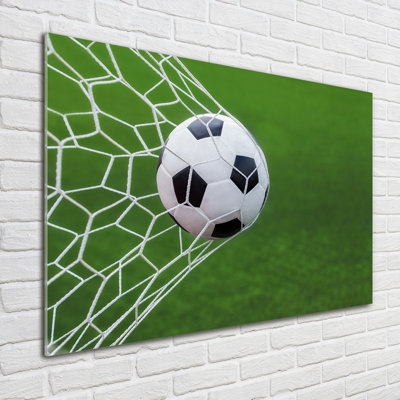 Ball in the goal 1 Piece Wall Art on Glass