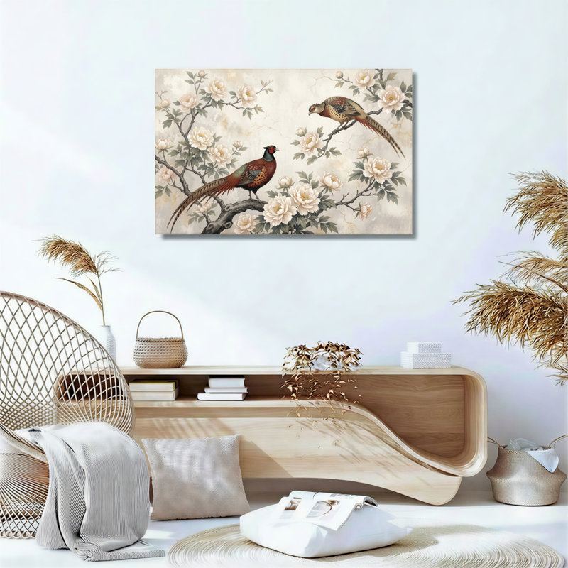 Fleurs de faisan, reproduction d'art sur toile, ensemble de 1, 28"H x 40"W, Wrapped Canvas