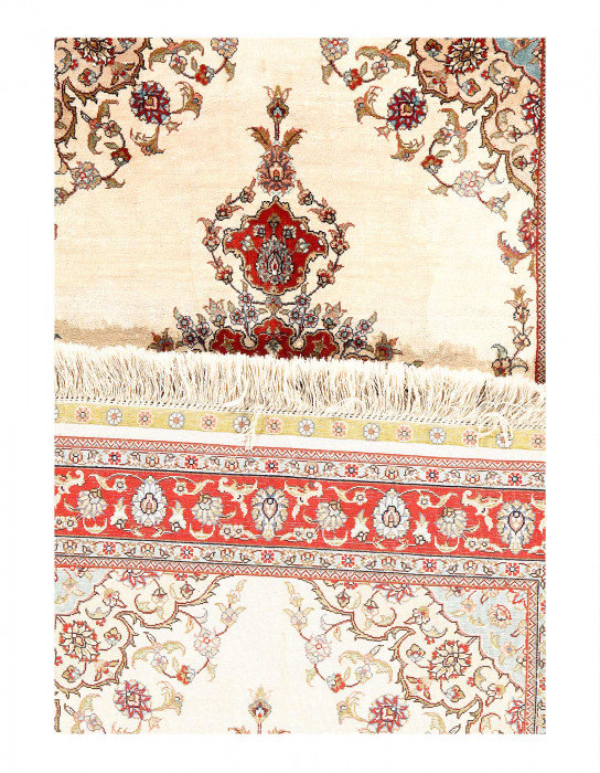 Ivory Sino Tabriz Pure silk 2'7"x4'