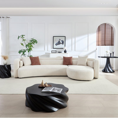 Curved Modular Sectional Sofa with Boucle Upholstery