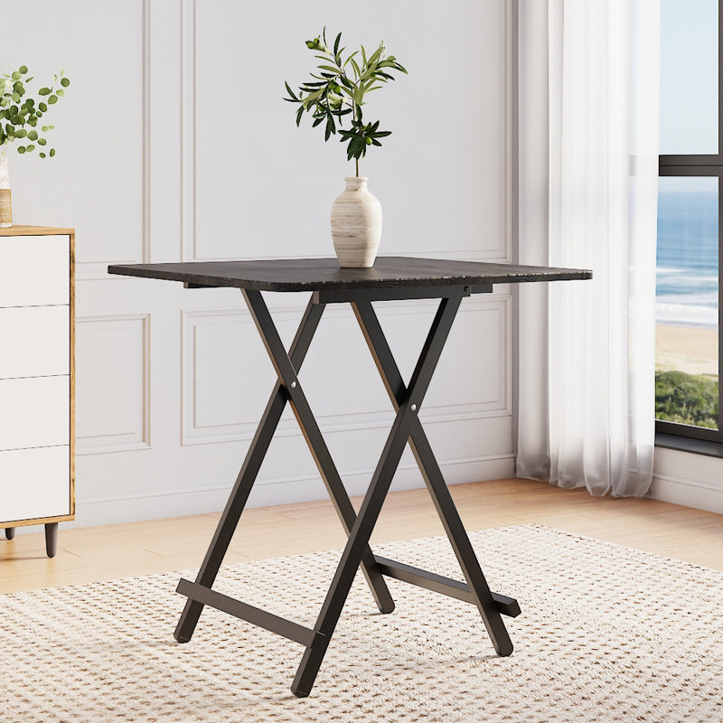 Syrina Metal Base Dining Table, 74cm H x 70cm L x 70cm W, Black