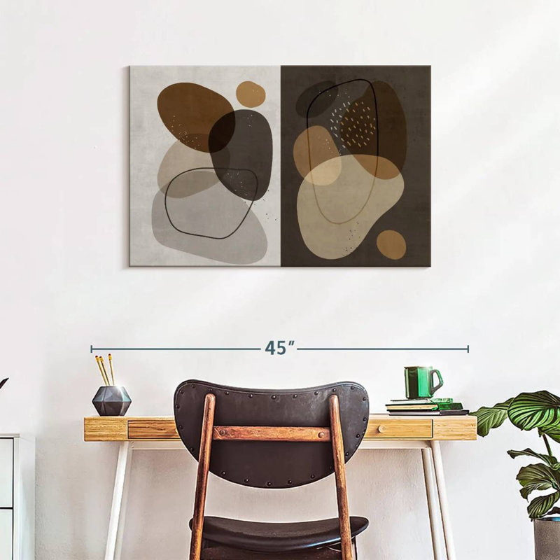Boho abstrait - reproduction sur toile tendue, H 24 po x l 36 po x P 1,25 po