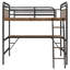 Lit mezzanine double en métal avec bureau, lit mezzanine en métal avec éclairage DEL et station de charge