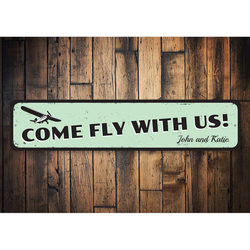 Plaque en métal avion, H 6 po x l 24 po x P 0,06 po