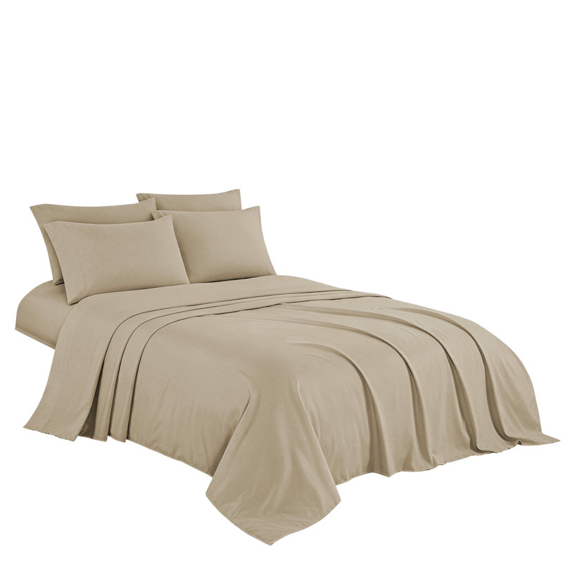 Esca 4-6 Piece Cooling Fiber Sheet Set, Tan, Queen