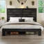 Cadre de lit plateforme en bois, silencieux, sans sommier et outil d'assemblage facile, grand rangement sous le lit-2009708709-2009708708