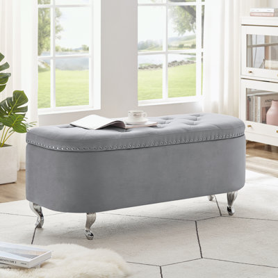 Keyland Velvet Upholstered Bench with Flip Top