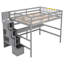 Lit mezzanine double avec bureau intégré, escalier de rangement et bibliothèque - poste de travail peu encombrant pour adolescents et enfants-1436388403