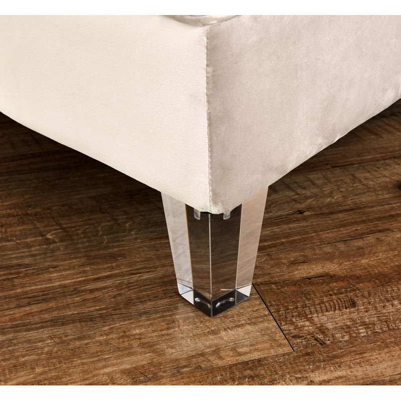 Dikkie 139" Wide Velvet Symmetrical Modular Seating Component, Beige Velvet