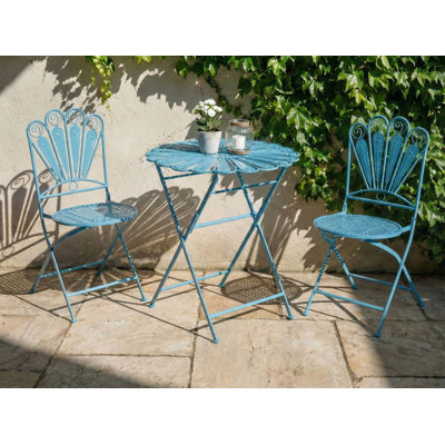 Bistro Set Kurz Metal Blue
