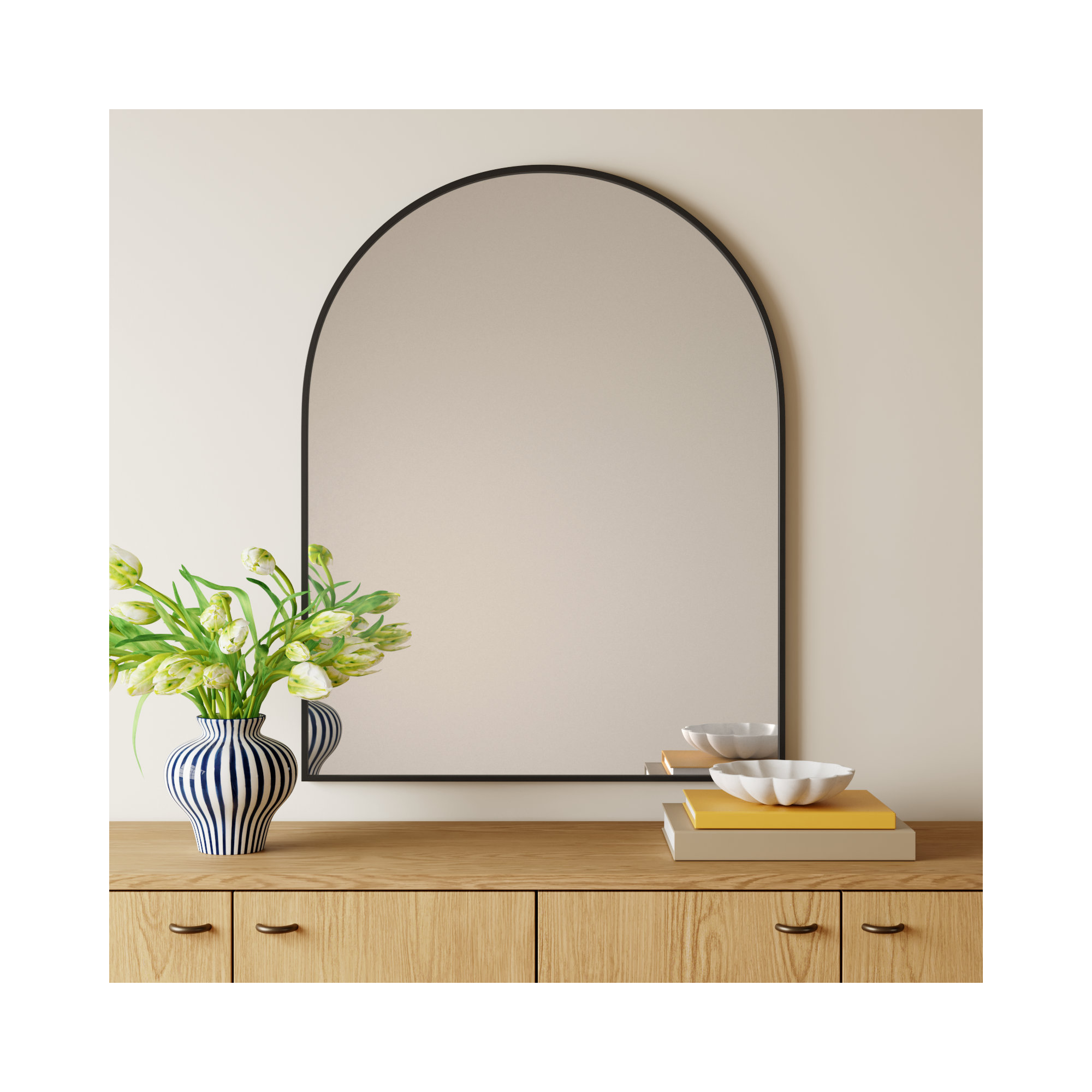 Sabine Metal Arch Wall Mirror, Black, 42" x 33"