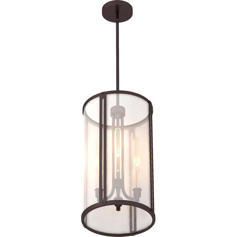 Concerto 4-Light Indoor Antique Bronze Mini Pendant with White Semi-Transparent Polymer Cylinder Shade