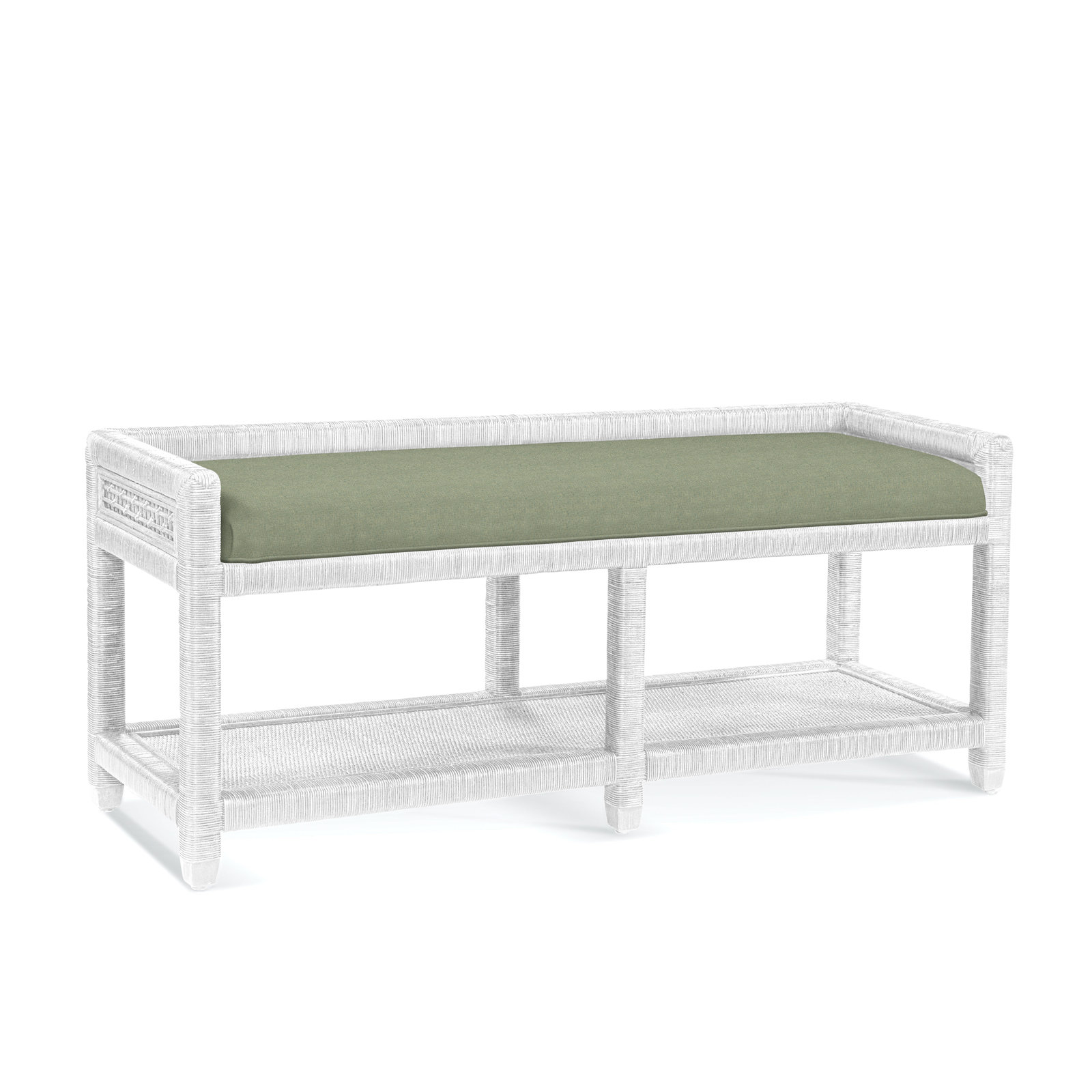 Silvio 54" Storage Bench, Frost White, Green Performance Fabric; 0851-54