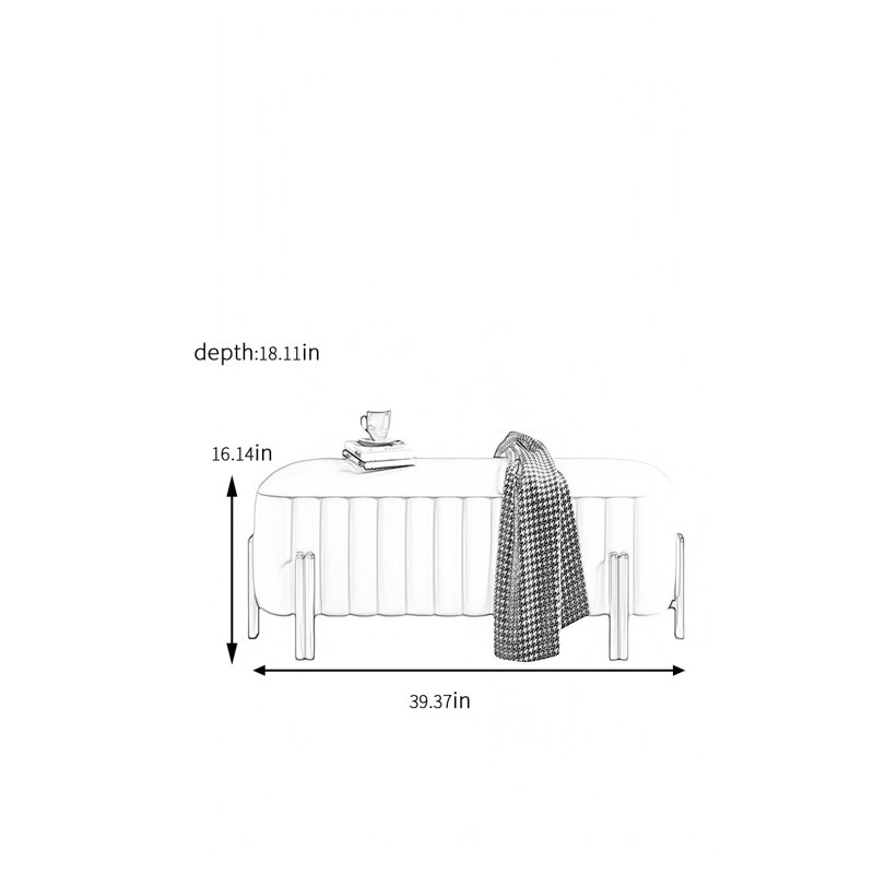 Banc de rangement Jakorie, H 16,14 po x l 39,37 po x P 18,11 po
