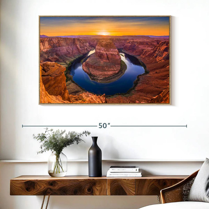 Surplombant le virage en fer à cheval, Cadre flottant en bois naturel, 40 po x 27 po