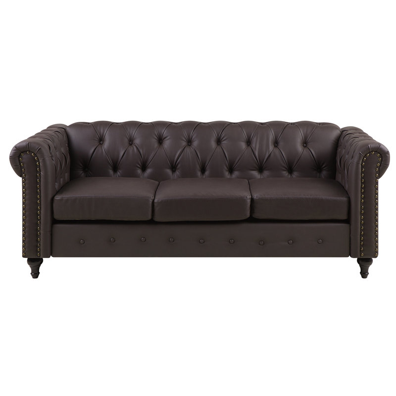 North Adams 3 Seater Faux Leather Sofa, Brown