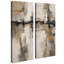 Ensemble de 2 impressions encadrées sur toile, motif géométrique abstrait beige et gris neutre, 81 x 30 x 5 cm (32 x 12 x 2 pouces).-134804060-134804061