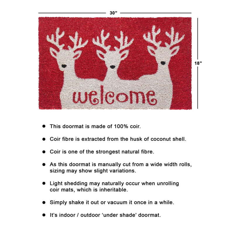 Tapis d'extérieur antidérapant Hok Reindeer Welcome 30 po x 18 po