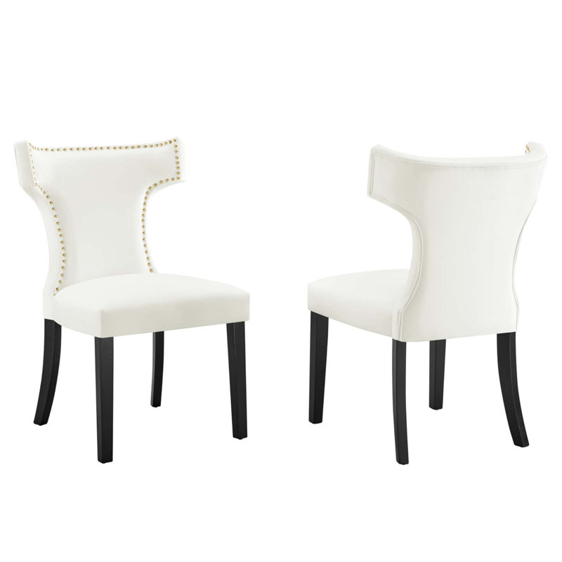 Modway Curve Performance Velvet Dining Chairs, White
