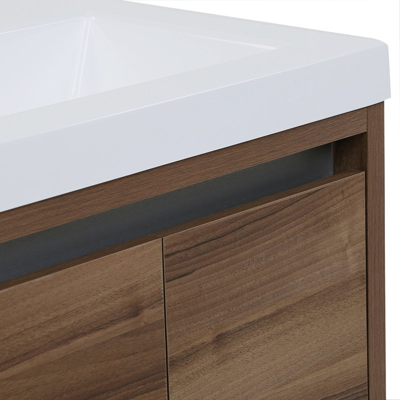 Meuble-lavabo simple 30,5 po avec plateau en marbre de culture, Brume caramel