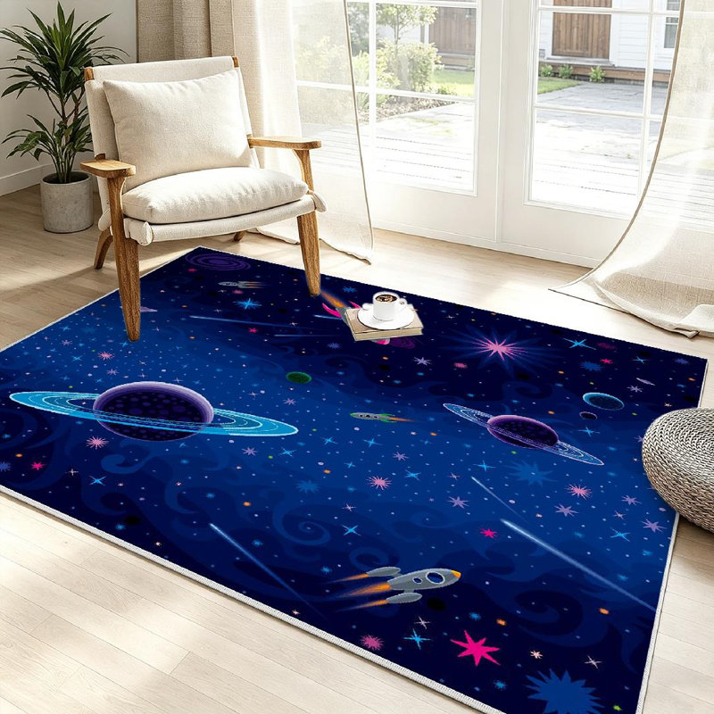 Tapis d'intérieur clair Rocket Cosmic Space Rocket, Rectangle 39 po x 63 po