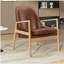 Chaise décorative en cuir de polyuréthane, fauteuil avec cadre en bois de style médiéval moderne, chaise de lecture avec dossier haut, convient au salon