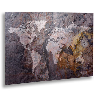 « world map-rock », impression sur métal