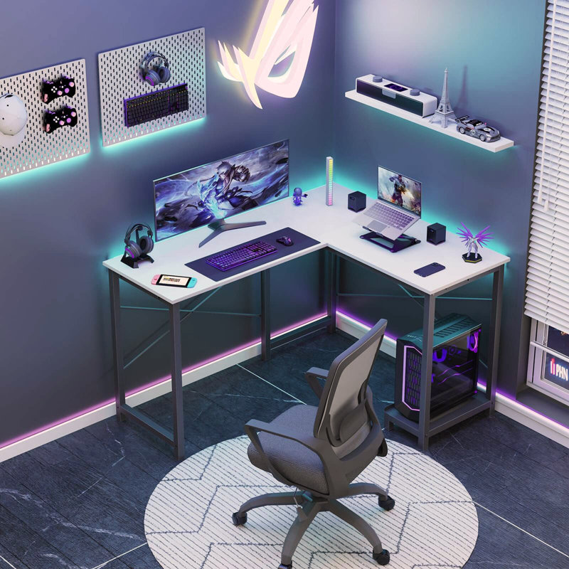 Bureau de jeu en L, Blanc