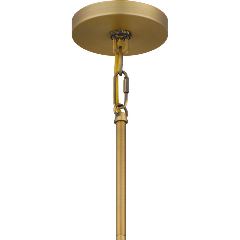 Luminaire suspendu en nickel brossé 1 lumière Deba, Laiton vieilli, Blanc