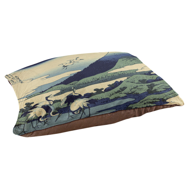 Coussin de concepteur japonais pour grues Burkart, L 42 po x l 52 po, Vert / beige / brun foncé