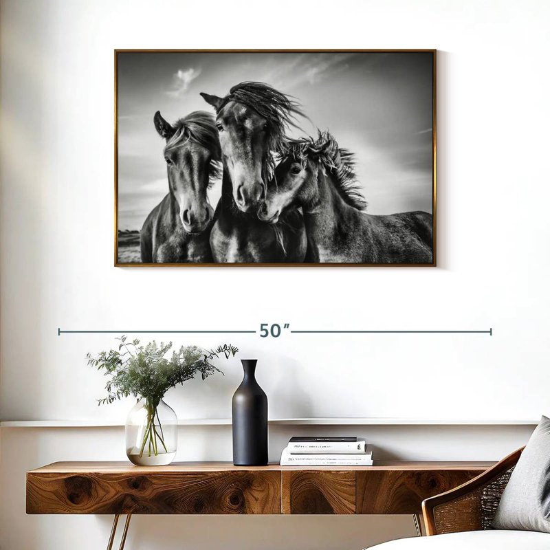 Chevaux Lemvig, Cadre flottant doré, 37 po x 25 po