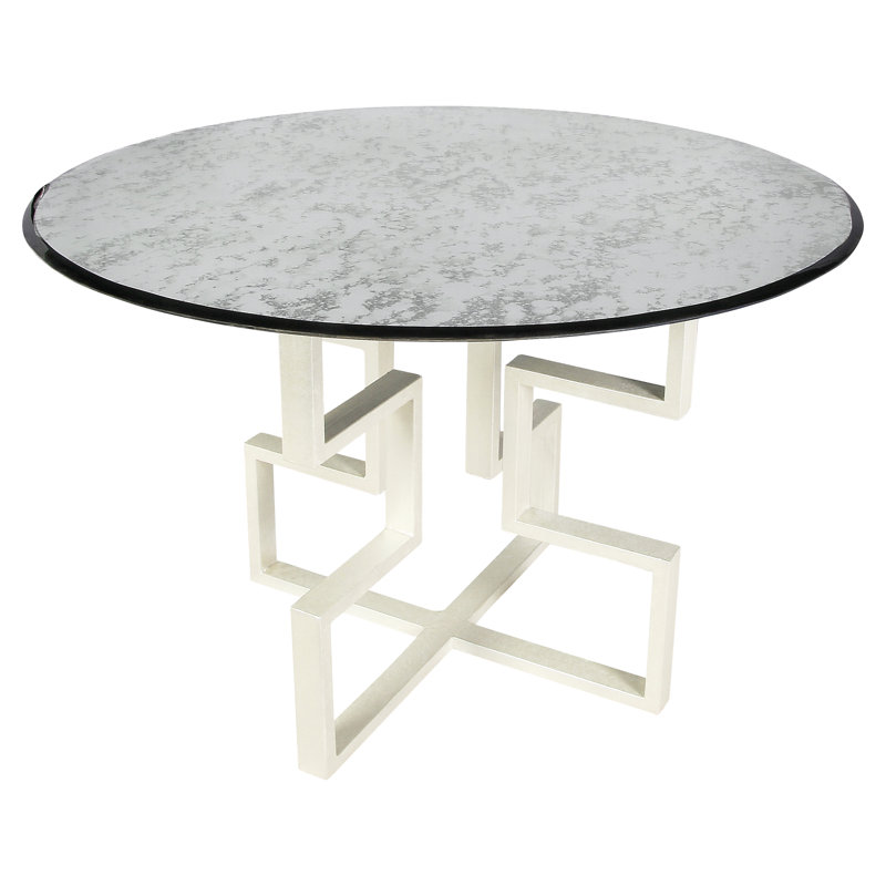 Athens Cross Legs End Table, Antiqued Mirror, Oyster White