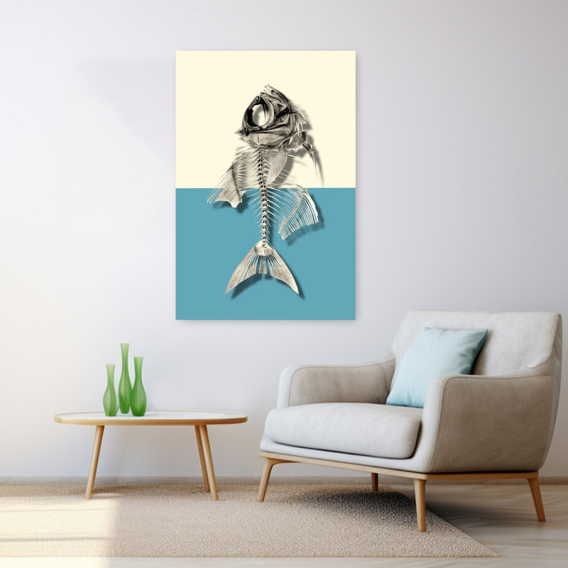 Poisson, squelette, étude marine, poisson contemporain, H 48 po x l 32 po