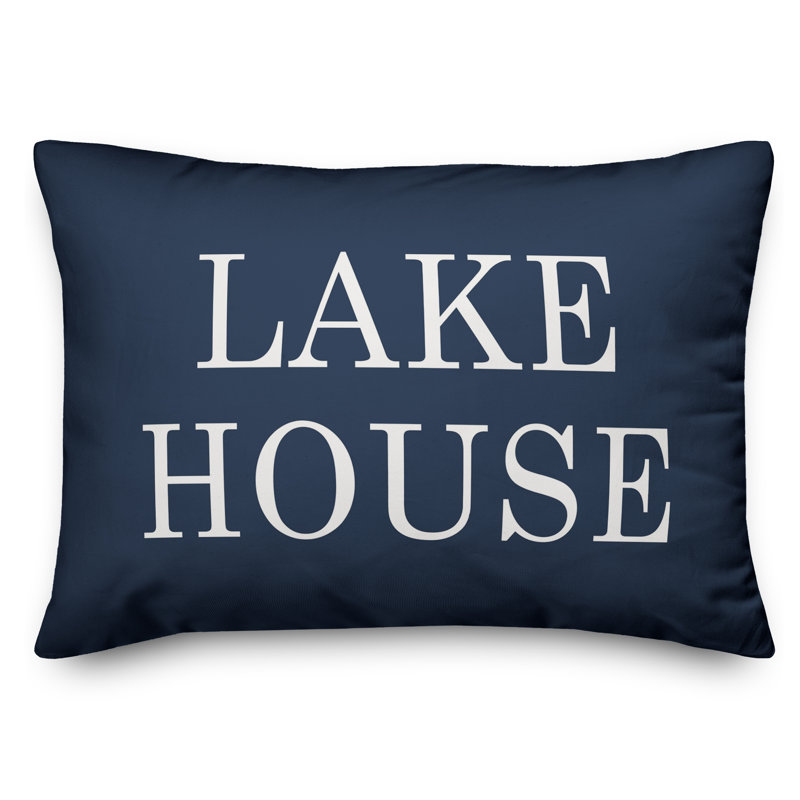 Lake House Outdoor Rectangular Pillow Cover & Insert, Navy/White 