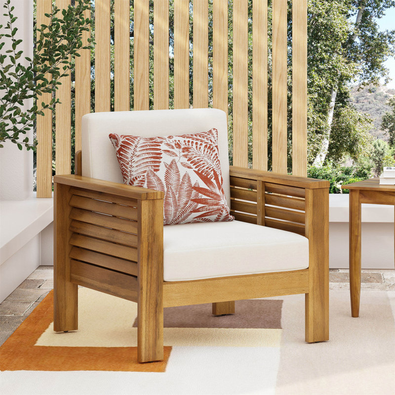 Fauteuils club d'extérieur en bois d'acacia durable pour un siège de patio confortable et élégant, résistant aux intempéries et durable.