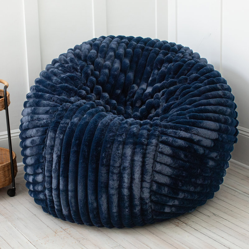Grand fauteuil à billes Saxx de 5 pieds avec revêtement amovible, fourrure Mondo, Bleu