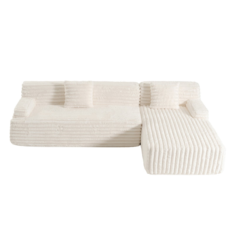 Canapé modulaire 110 po Cloud, Fausse fourrure beige