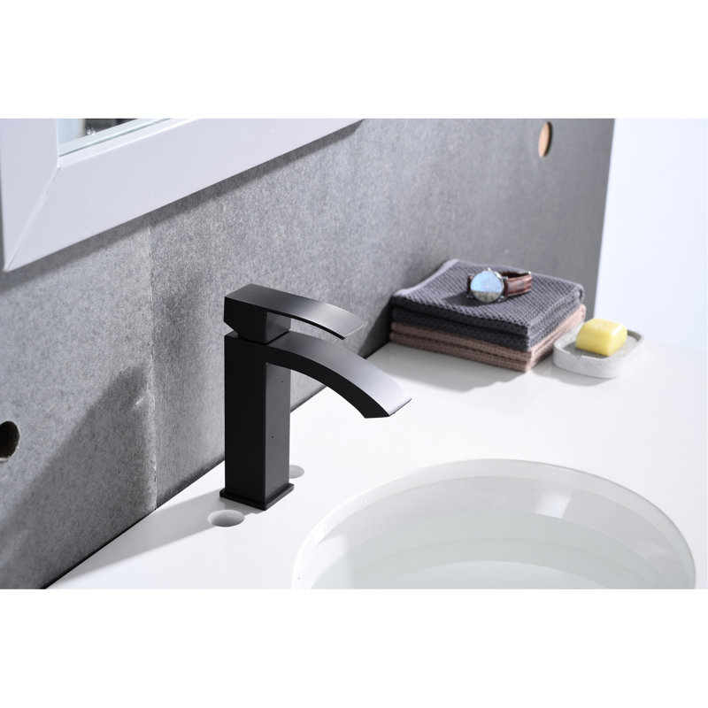 Bathroom Faucet With Waterfall Spout And Pop - Up Drain  Overflow , Matte Black Stainless Steel, Stable Water Flow Design Single Handle For Sink Overflow, Rust Beautiful Effect