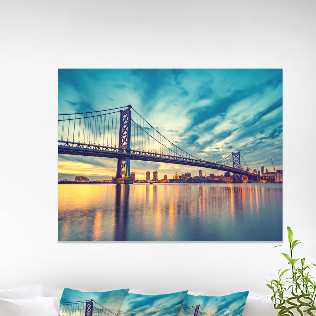 Cityscape 'Ben Franklin Bridge in Philadelphia' Graphic Art East Urban Home 