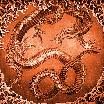 Décalcomanie murale amovible dragon japonaise