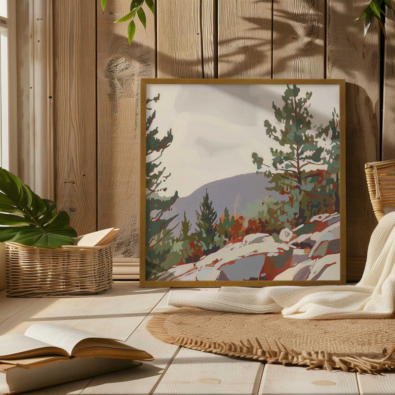 «Mountain Rocks And Pines II», Zinc patiné, H 13,75 po x l 13,75 po