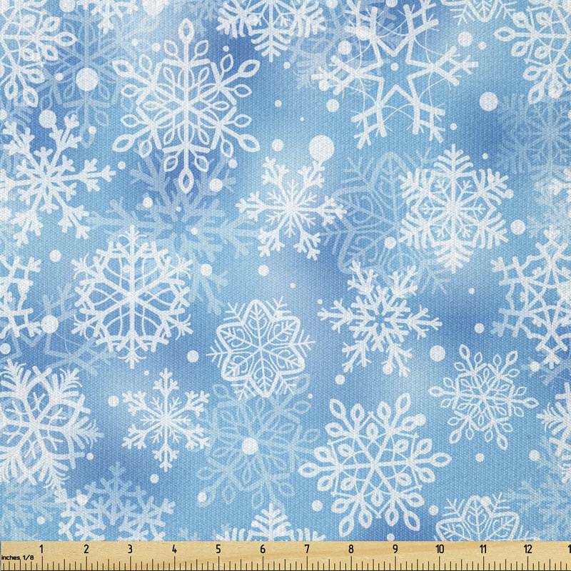 Fabric by the meter, pattern of winter, pale blue and white, 1 meter