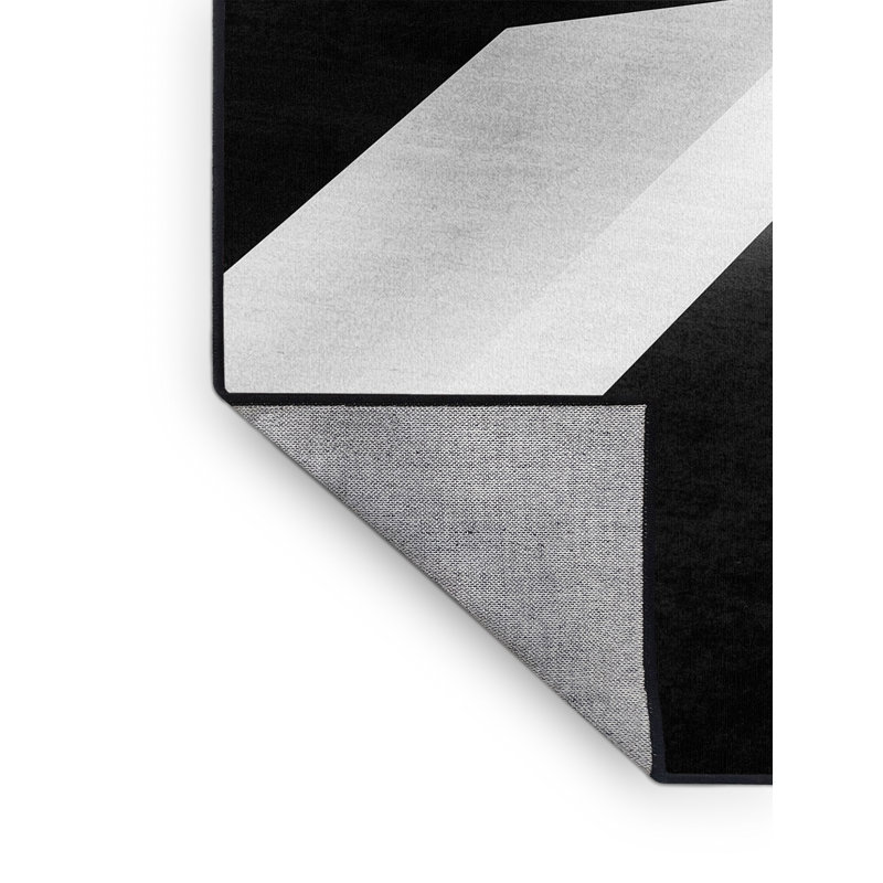 Tapis à motif géométrique moderne et contemporain lavable à la machine - noir, 8 pieds carrés