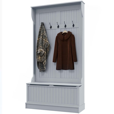 3-In-1 Entryway Hall Tree With Storage Bench,Coat Rack With Five Hooks And Shoe Storage by One Allium Way