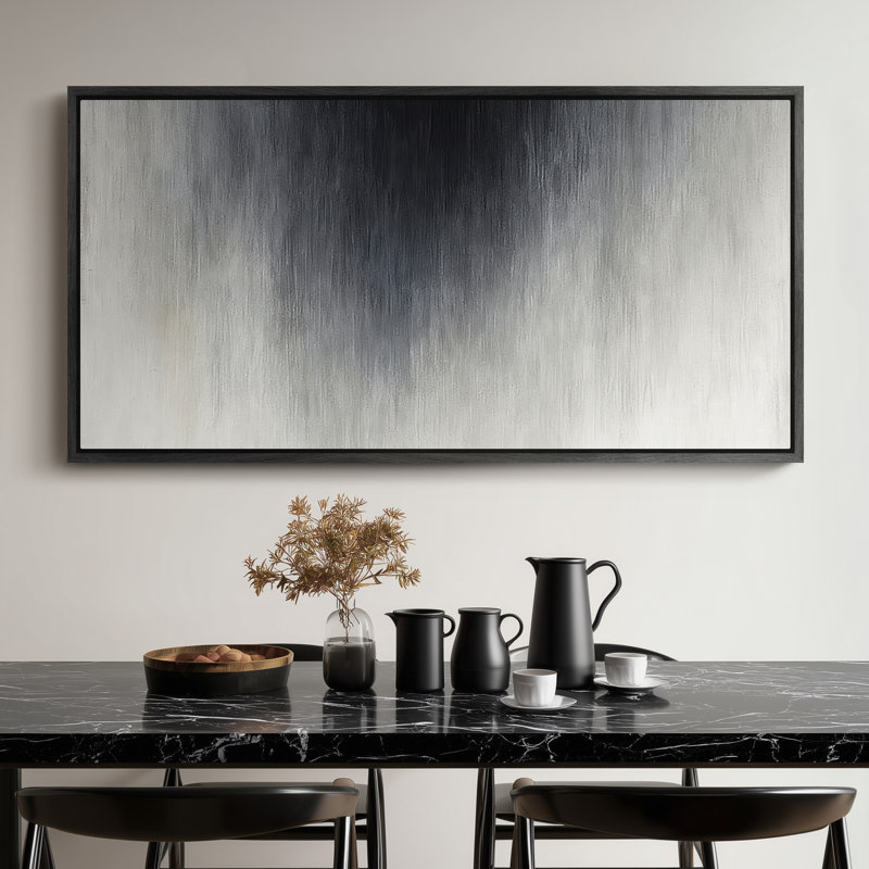 Très grand art mural rétro encadré pour art classique, H 30 po x l 60 po, Noir