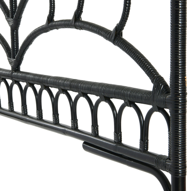Zumbrota Rattan Headboard with Fountain Design, King, Black