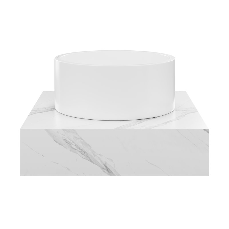 Monaco 24" Floating Bathroom Shelf With Vessel Sink, White Gray