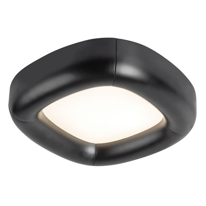 Folio 15-in Black dimmable LED Flush Mount, Matte Black