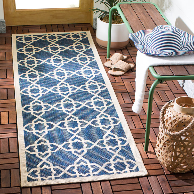 Courtyard Performance Geometric Indoor/Outdoor Area Rug, Runner 2'3" x 10'
